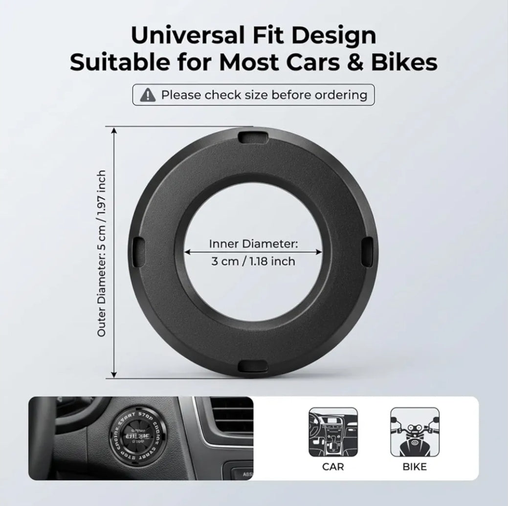 ABS Rotatable Push Start Switch Cover, Anti Scratch Interior Decoration Accessory, Ignition Cover Protector Engine Push Button Sticker for All Bike/Car