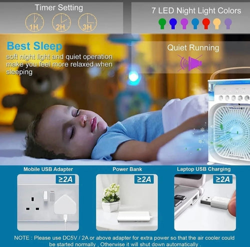 OLIFIN 3 in 1 cooling fan Cooling Fan All in one Cooler (Multicolor, White)