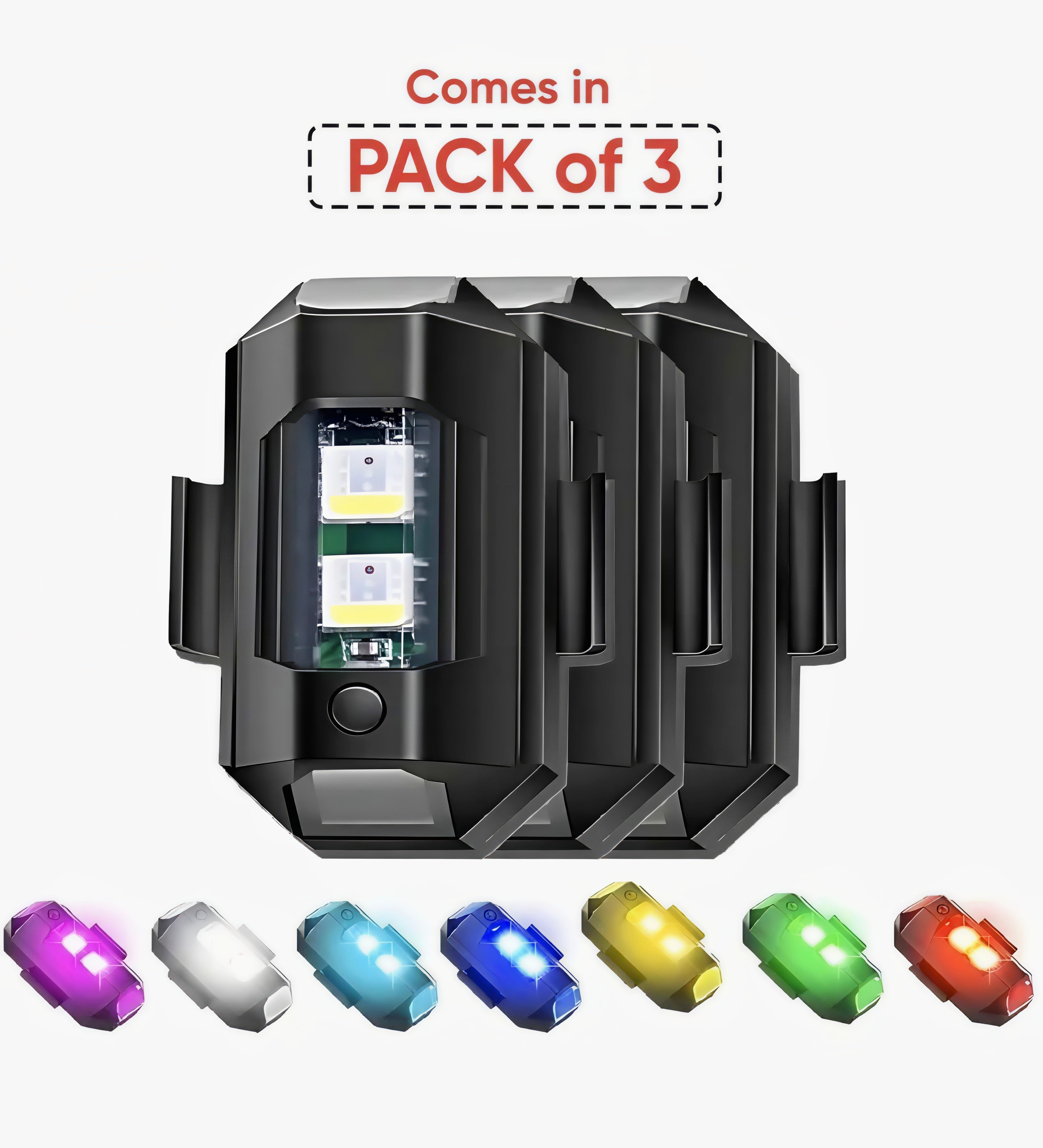 USB Rechargeable RGB Car/Bike Spoke LED Light - Pack of 3